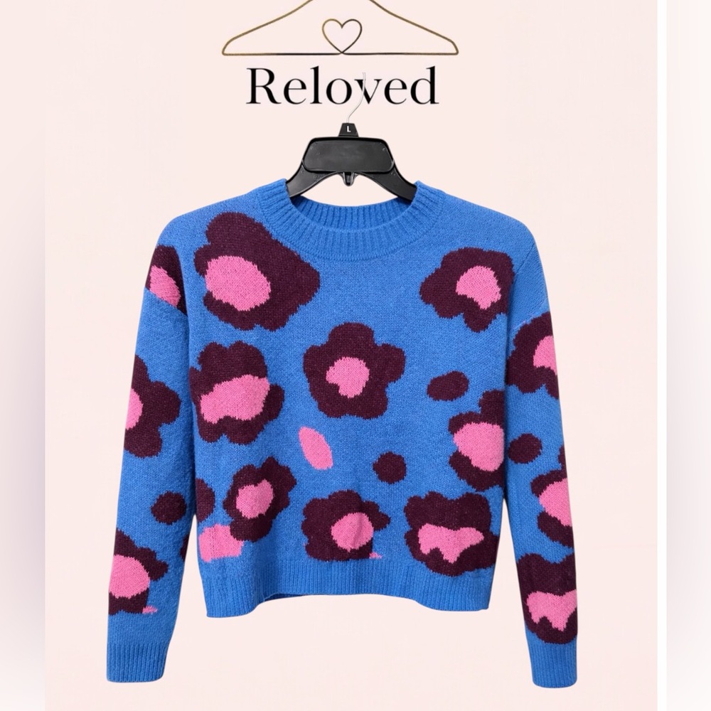 Lilly Pulitzer Blue and Pink Floral Sweater